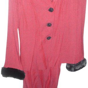 Vintage faux fur trimmed suit Brick maroon sz s